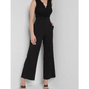 Express -Lace Faux Wrap Bodice Jumpsuit. Color: Black; Size: Large. BNWT.